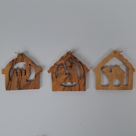 Olive Wood Holy Land Ornaments Handcrafted Lot of 12 - Picture 6 of 16
